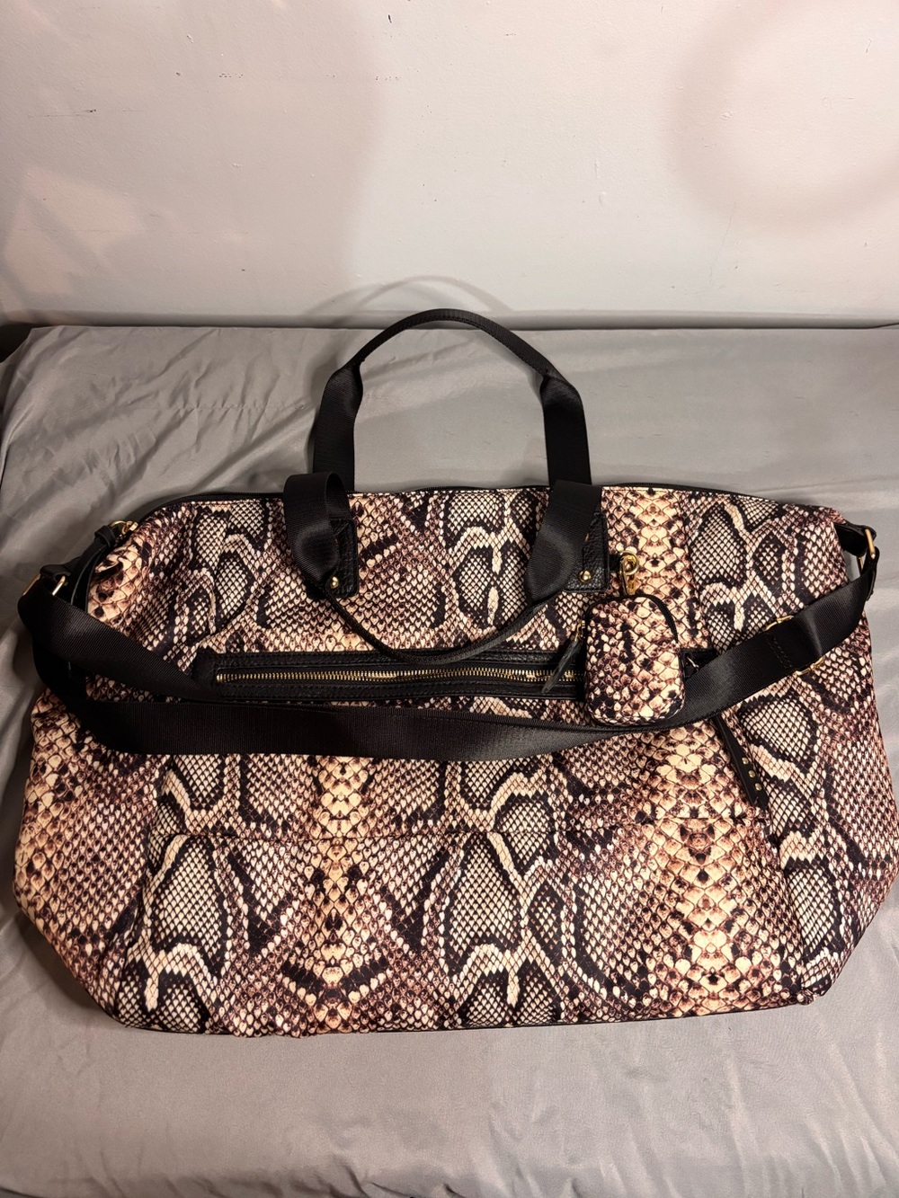 Jessica Simpson Python Snake-Print Weekender Travel Bag